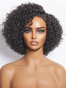 Pelucas rizadas sin pegamento de 8" cabello humano precortado/arrancado, indetectables HD listas para encaje... - Imagen 1 de 6