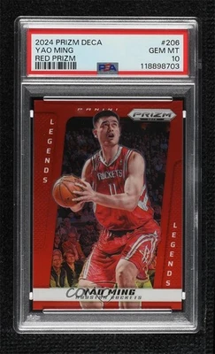 2024-25 Panini Prizm Deca Legends Red /199 Yao Ming #206 PSA 10 GEM MT HOF - Image 1 of 2