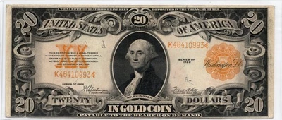 Serie 1922 - Billete certificado oro 20 dólares Estados Unidos Foto 1 de 2
