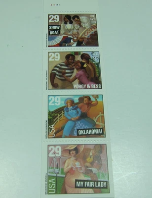 U.S. Stamp booklet Panes Showing R & R, C & W Musicians Along w/ Broadway Shows - Image 1 of 4