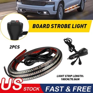 2pcs 70" Emergency Truck Tailgate Strobe Lights Strip LED Tail Light Amber White - Picture 1 of 11