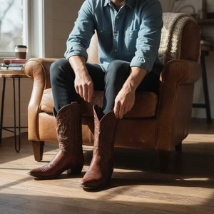 Stivali western cowboy lucertola marrone Justin stile 8301 USA da uomo taglia 12E - Foto 1 di 8