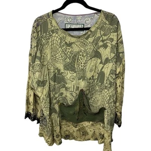 Nothing Matches Shirt Tunic Top Long Sleeve 2XL Womens Asian Hippie Mature Flowy - Picture 1 of 9