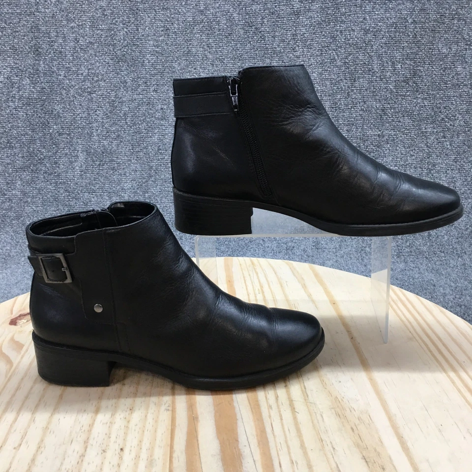 Easy Spirit Botas Mujer 9 M Novara Botín Cuero Negro Cremallera Hebilla Bloque Foto 1 de 4
