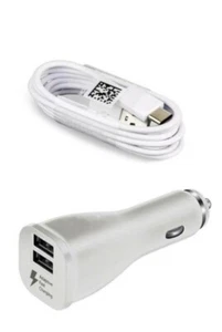 Fast DUAL Car Charger + Type-C Cable For Samsung Galaxy Z Flip/S20 /S20 Plus - Picture 1 of 8