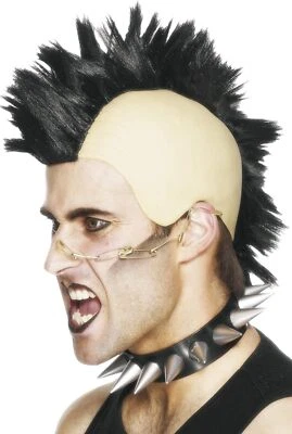 Peluca Mohawk negra Smiffys para hombre, talla única, peluca Mohican, 42210 Foto 1 de 2