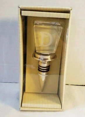 Wine Stopper Cypress Home 4.5" Monogram letter D "D" New in Box Glass Stainless Foto 1 de 4
