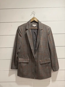 Blazer Loft Petite Plaid Pied de poule fidanzato taglia 14 nero neutro multi donna - Foto 1 di 9