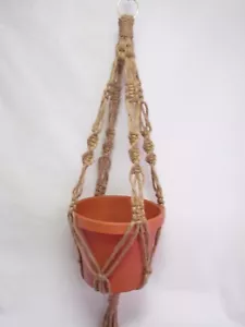 Makramee Pflanzenhänger 30 Zoll GANZ NATÜRLICHE JUTE Vintage Krone Stil - Bild 1 von 1