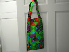 Tote Bag, Cotton, Blue and Green, Jungle Animal Print (Handmade)