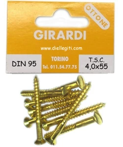 VITE A LEGNO IN OTTONE TESTA SVASATA C/CALOTTA mm4,0x55 - DIN 95 (GOCCIA SEGO) - Foto 1 di 1