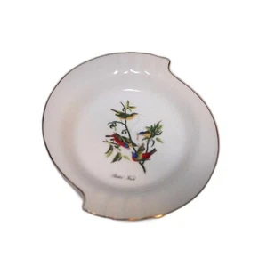 Vintage Audubon Society Porcelain Painted Finch Ashtray Gold Trim 1979 - Picture 1 of 12
