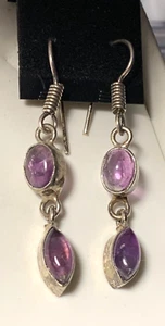 Sterling natürlicher Amethyst Designer Ohrringe E-1299 - Bild 1 von 3