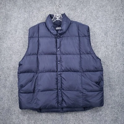 Lands End Vest Mens XL 46 48 Blue Goose Down Puffer Snap Outdoor Sleeveless - Image 1 of 4