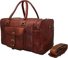 Men's Leather Duffel Travel Gym Weekend Overnight Vintage Bag 18X9X9 inch