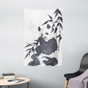 Animal Tapestry Panda in Zoo Chinese Print Wall Hanging Decor - Picture 1 of 3