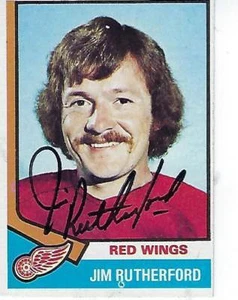 JIM RUTHERFORD SIGNED 1974-75 TOPPS #225 - DETROIT RED WINGS - Picture 1 of 1