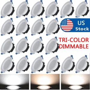 10/20PC 7W 3-Color Dimmable LED Recessed Downlight Spotlight Recessed Ceiling US - Picture 1 of 11