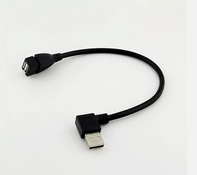 Two (2) USB A Male Right Angle To Female Extension Adapter Converter 6" Cables - Image 1 of 2