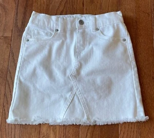 Girls' Cat & Jack White Denim Mini Midi Skirt, Frayed Hem, Size M (7/8). - Picture 1 of 5