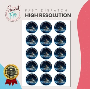 15X TITANIC 2" ROUND EDIBLE BIRTHDAY CUPCAKE TOPPERS PERSONALISED - Picture 1 of 1