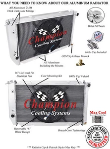 KR Champion 4 Row Radiator 28" Core, 16" Fan for 1977 - 1979 Ford LTD II V8 Eng - Picture 1 of 9