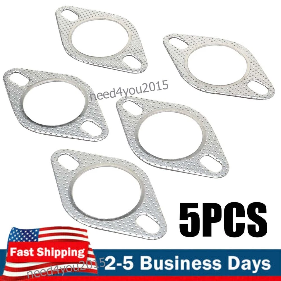 5Pcs 2.5'' Steel Cylinder Exhaust Gasket Flange 2 Bolt High Temp Exhaust Gasket — 第 1/4 张图片