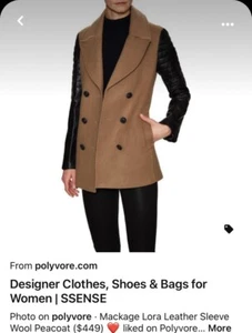 Mackage Lora Leather Sleeves Peacoat XS PREOWNED - Picture 1 of 12