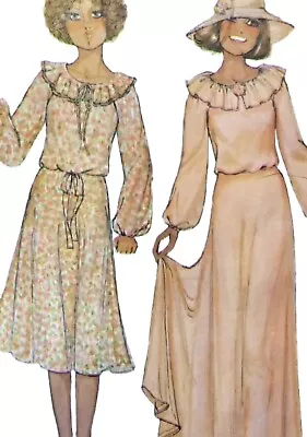 1980s Pierrot Ruffle Collar Dress Wedding Annie Sewing Pattern McCalls 6064 - Image 1 of 3