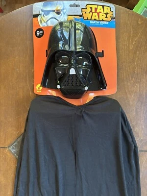 STAR WARS DARTH VADER MASK AND CAPE COSTUME CHILD ONE SIZE FITS ALL PRE-OWNED - Image 1 of 4