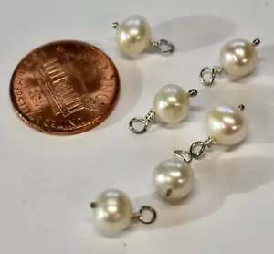 PERLEN * 6 * BAROCK ANHÄNGER * STERLING HARDWARE * KULTIVIERT * ECHT * 7mm * - Bild 1 von 2