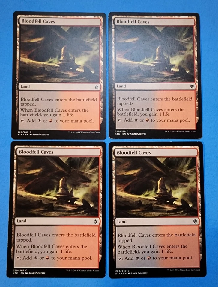4x Bloodfell Caves Khans of Tarkir 2014 Mtg Magic Gathering Card Dual Land 229 - Image 1 of 4