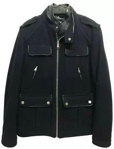 Men's Apt. 9 Black Jacket - Hipster Mod Trendy Military Cafe Coat -Size M Medium - Picture 1 of 9