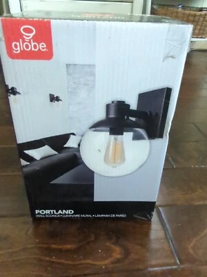 65851 Portland Collection Wall Sconce, Dark Bronze/Clear Glass  - Image 1 of 3