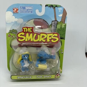 Smurfette & Poet Smurf - Jakks Pacific 2008 Play Along Toys Smurfs Schlumpf Peyo - Picture 1 of 17