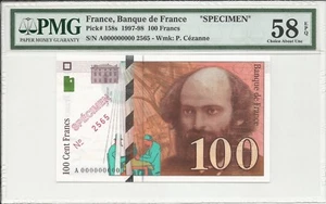 FRANCE P158s 100 FRANC 1997 PMG 58 EPQ CEZANNE SPECIMEN FAYETTE 74.0 - Picture 1 of 2