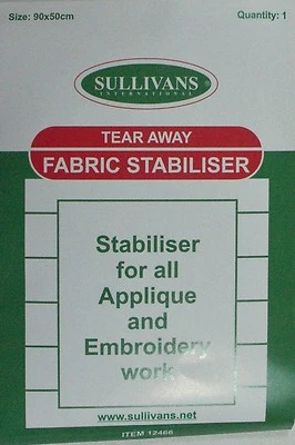 Tear-Away Fabric Stabiliser WHITE 90cm x 50cm 739301124664 Pre-Cut New in Pack - Image 1 of 4
