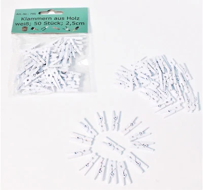 Mini Holzklammern Wäscheklammern Klammern WEIß Holz Deko Klammer Clip Clips 795 - Bild 1 von 4