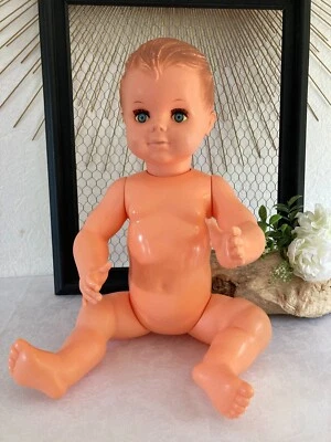 625⚜️ Ancien Poupon Petit Colin Baigneur Tête D'Aigle 40 Cm Assis Made In France - Photo 1/4