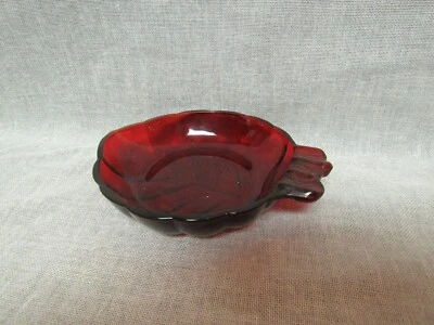 Vintage 1940's Anchor Hocking Glass Royal Ruby Red Leaf Design Ashtray HTF - Image 1 of 3
