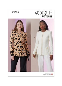 Chaqueta sin cuello forrada con patrón de costura Vogue V2015 talla Y5 (18-26) SIN CORTAR - Imagen 1 de 9
