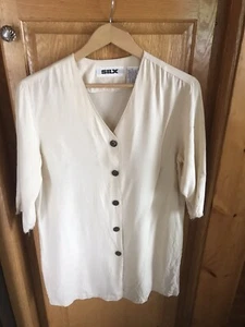 Cremefarbenes Seidenhemd/Jacke 3/4 Arm von Silx Gr. Small Neu - Bild 1 von 5