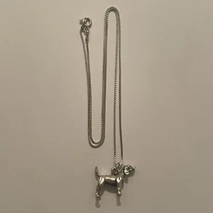"Collar colgante de plata esterlina 925 de colección con figura de perro animal cadena de 6 g 18""" - Imagen 1 de 4
