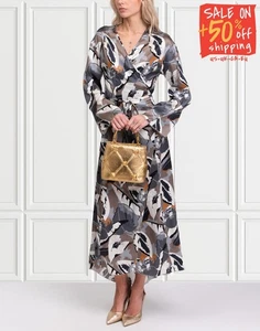 RRP €835 FABIANA FILIPPI Silk Satin Maxi Wrap Dress IT40 US-XS UK8 Floral V-Neck - Picture 1 of 9