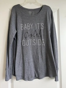 Old Navy Women’s Gray Baby It’s Cold Outside Long Sleeve Shirt XL - Picture 1 of 9