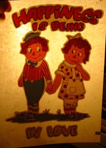 HAPPINESS IS BEING IN LOVE VINTAGE 70er LUSTIGER BÜGELTRANSFER - SCHÖN, B-26 - Bild 1 von 2