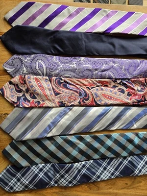 Lote de corbatas ejecutivas EXPRESS 100 % seda para hombre a rayas azules cachemira púrpura Foto 1 de 4