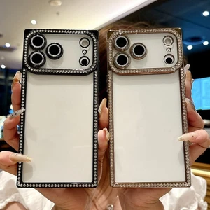 Funda para iPhone 17 Pro Max Air 16 15 14 enchapada diamante transparente cubierta a prueba de golpes - Imagen 1 de 14