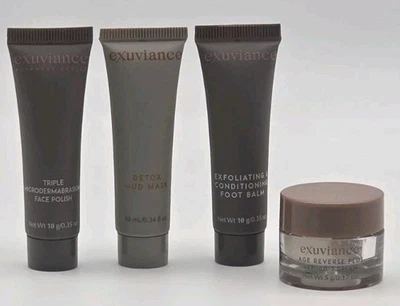 Exuviance Skin Care Travel Set Foot Balm Face Polish Detox Mask & Age Reverse  - Image 1 of 3
