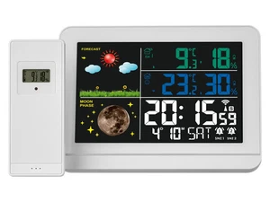LIVARNO Funk Wetterstation Farbdisplay 100m Reichweite Innen & Außentemperatur - Bild 1 von 3